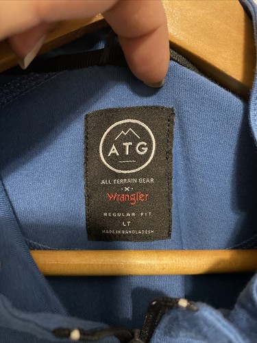 Wrangler ATG Maglione Uomo Grande e Alto Manica Lunga 1/2 Zip - Blu - LT - Foto 2 di 5