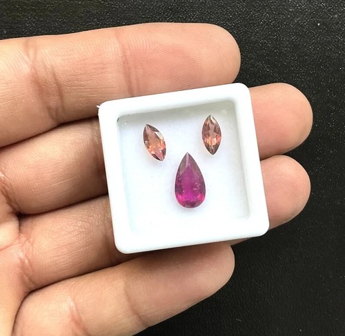 Par de turmalina combinada mezcla 2,30 quilates, turmalina rosa marquesa y pera - Imagen 2 de 4