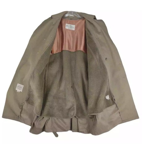 OLEG CASSINI Men's 42R Double Breasted Khaki Trench Coat w Belt & Liner VTG - Picture 11 of 11