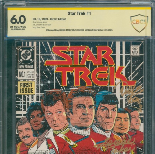 Star Trek #1 (1989) ⭐ 3X SIGNED by WILLIAM SHATNER TAKEI & KOENIG ⭐ CBCS 6.0 DC - Picture 2 of 3