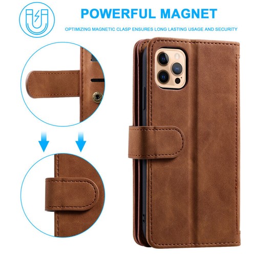 Wallet Leather zipper Case Forr iPhone 14 13 Pro Max 12 11 XS XS Plus Flip NEW - Picture 5 of 40