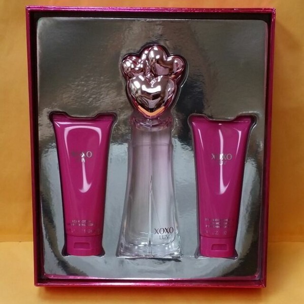 XOXO Luv Perfume 3 PC Gift Set Women 3.4 Oz EDP Spray Body Lotion