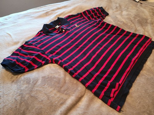 Vintage marineblau-rot gestreiftes Disney Mickey Mouse Poloshirt Größe 2X  - Bild 1 von 5