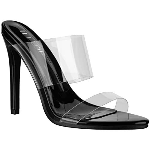 NEU Damen-Sandalen klar spitz zulaufend Stiletto Absätze transparent Riemen hoher Absatz - Bild 1 von 11
