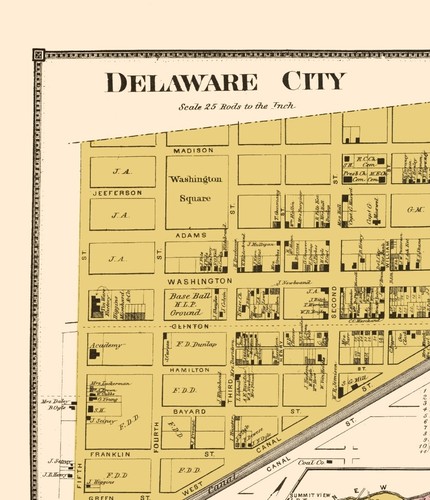Historic City Map - Delaware City Red Lion Delaware - Beers 1868 - 23 x 26.73 - Picture 2 of 20
