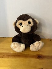Aurora World Brown Monkey Big Eyes Big Feet Plush Stuffed Animal 9" Tan
