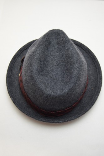 Grace Hats Japan Wool Trilby Hat Womens Gray Striped Band Crest Buttons One Size - Picture 9 of 15