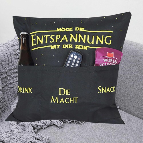 Dekokissen MÖGE DIE ENTSPANNUNG A Kissen mit 3 Taschen selbst Befüllen Geschenk - Bild 1 von 8