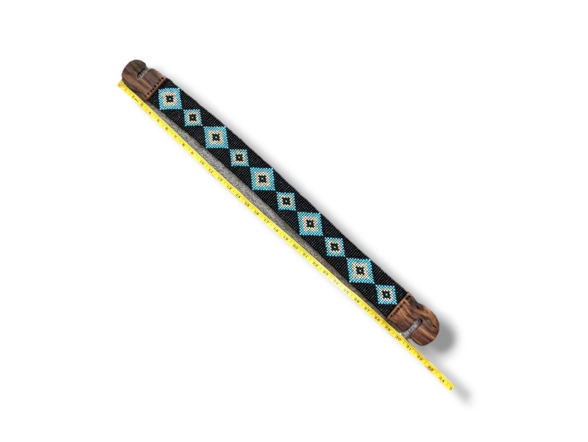 Vintage Boho Hippie Beaded Stretch Belt Wide Black Tribal 