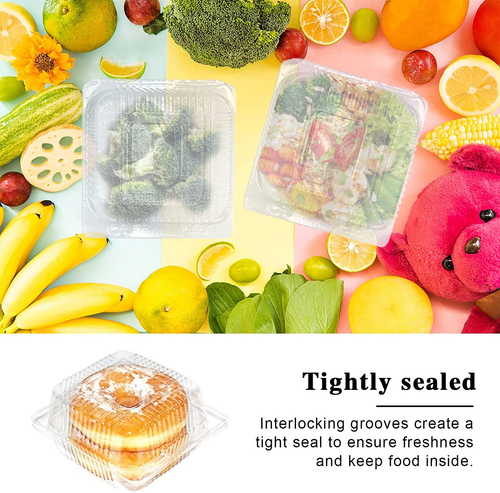 100 Pcs Clear Hinged Plastic Containers with Lids,Individual Cake Slice - Picture 7 of 7