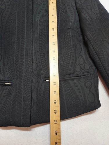 H&M Conscious Jacquard Jacket Sz 6 Womens Blazer Minimalist Short Classic Black - Picture 4 of 13