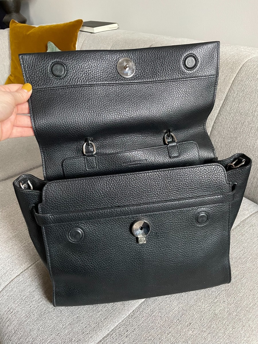 Elena Ghisellini Black Leather Calfskin Tote bag Made in Elena Ghisellini Black Leather Calfskin Tote bag Made in