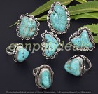 SALE ! Turquoise Gemstone Ring Wholesale 5pcs Lot 925 Silver Plated Jewelry