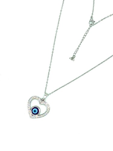 Stainless Steel Evil Eye Heart Necklaces # 3812 - Picture 4 of 9