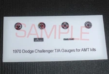 1970 DODGE CHALLENGER T/A RALLY-STYLE GAUGE FACES for 1/25 AMT kits—PLEASE READ