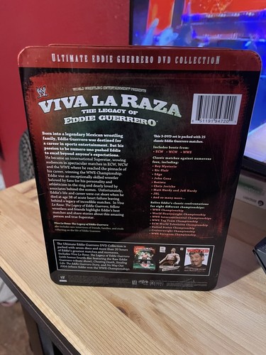 WWE WWF WCW AEW Eddie Guerrero Tin Set Rare Collectors Item *RAW TRIBUTE DVD* - Picture 2 of 6