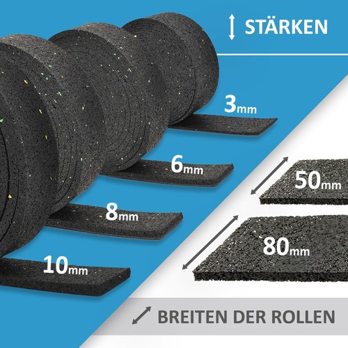 10.000 x 50 x 8mm Granulado de goma Rodillos Tiras Terrazas Almohadillas Rodamientos de pilotes  - Imagen 3 de 7