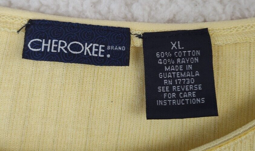 Cherokee Women Top Extra Large Yellow Cotton Blend Long Sleeve Pullover Fit - Picture 15 of 16