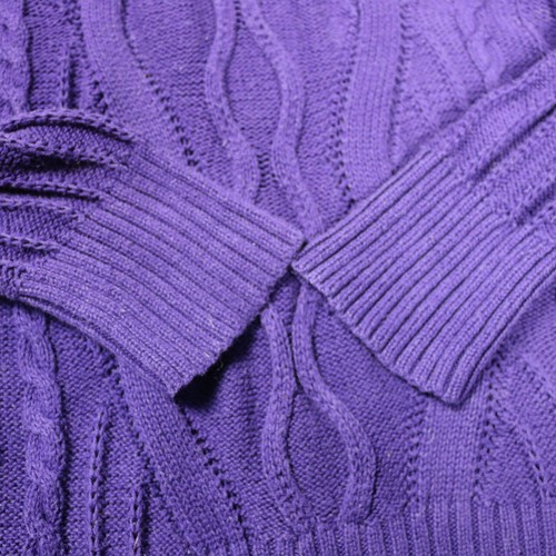 Studio Works 100% Cotton Cable Knit Sweater V-Neck Pullover Long Sleeve Purple M - Picture 6 of 24