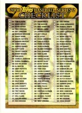 2000 Topps 1 Checklist 1: 241-441 Checklists Series 2 Yellow Retail 
