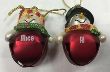 Ganz Jingle Bell Snowman Name Ornament - "E-F" Names