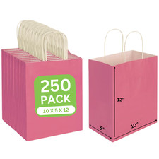 Fuchsia Kraft Paper Shopping Bags 10x5x12H - Stylish & Eco-Friendly - FUCHSIA