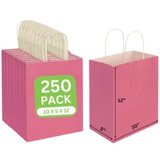 Fuchsia Kraft Paper Shopping Bags 10x5x12H - Stylish & Eco-Friendly - FUCHSIA