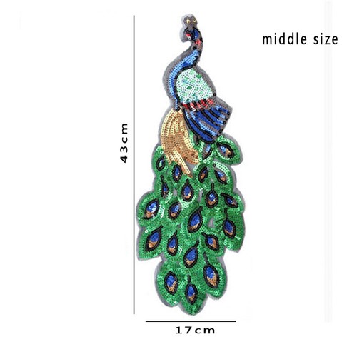 Parche Ropa Jeans Coser Brillo Lentejuelas Pavo Real Bordado Apliques Grandes - Imagen 8 de 10