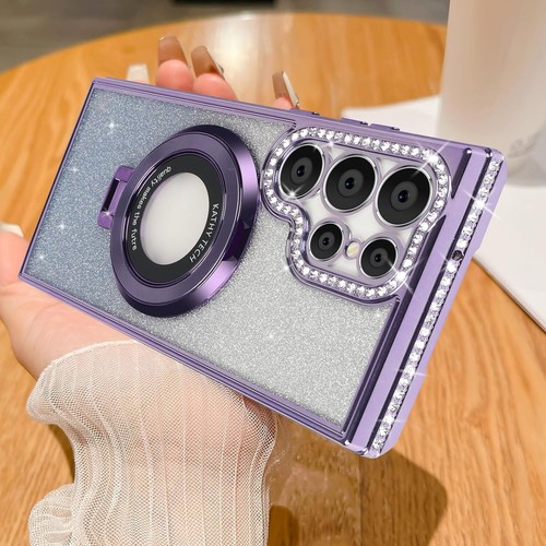 For Samsung S24 Ultra S23 S22 Luxury Diamond Glitter MagSafe Magnetic Stand Case - Picture 21 of 23