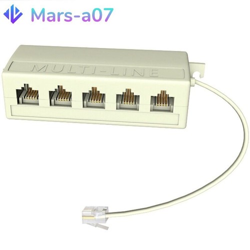 Five Way Telephone Splitter RJ11 6P4C Male to 5 Female Outlet Ports Sockets - Afbeelding 1 van 5