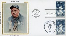 US 2046 FDC Babe Ruth Baseball Dual Cancel Colorano Silk