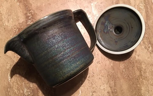 Art Pottery Small One Cup Teapot Metallic Muti Color With Lid - Picture 5 of 10