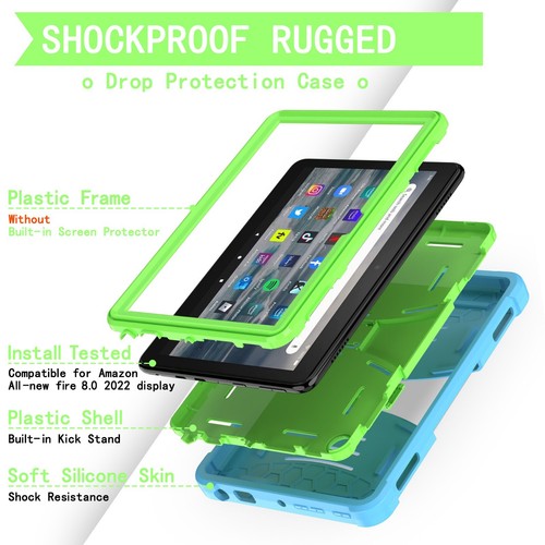 Case For Amazon Fire HD 8/ HD 8 Plus 2024/ 2022 Kids Shockproof Cover with Stand - Picture 210 of 255