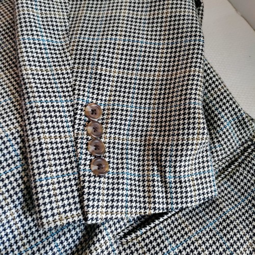 Men's Chaps Ralph Lauren 100% Silk Houndstooth 2-Button Blazer Jacket Men's  44L - Picture 15 of 18