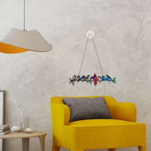 Sonnenfänger Ornamente Glas Sonnenfänger Buntglas Vögel Bilder hängend - Bild 11 von 12