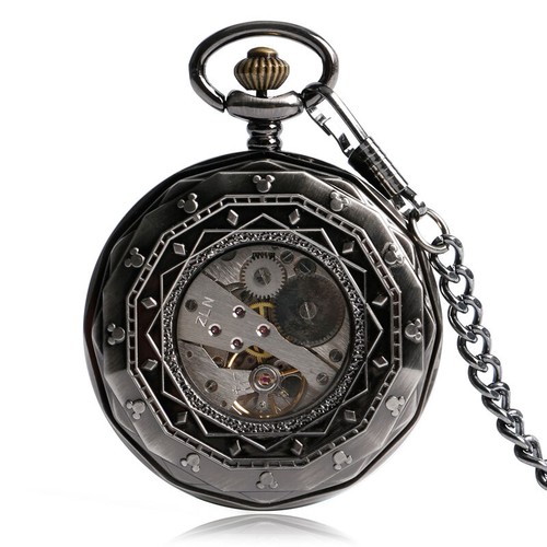 Men's Mechanical Pocket Watch Wind Up Open Face Roman Numerals Dial Xmas Gifts - Picture 8 of 14