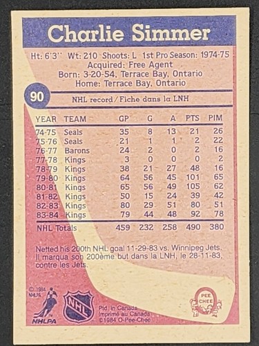 AUTOGRAPHED 1984-85 O-PEE-CHEE HOCKEY CARDS YOU SELECT (#1-341, SOME NOT SIGNED) - Picture 129 of 503