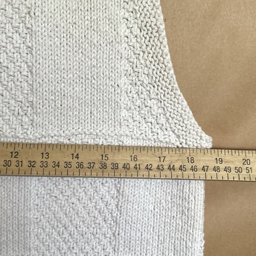 Hand Knitted Vest Button Up Cottagecore Grunge Skater Hippie Cream VTG 80’ Sz L - Picture 12 of 13