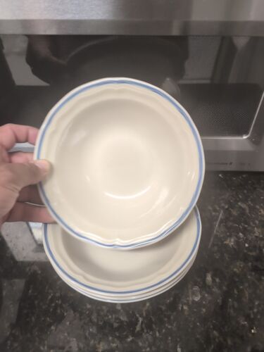 Newcor Stoneware Newport Ciotola per cereali con bordo blu 7" - Set di 4 - Foto 2 di 4
