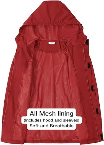Men's Rain Jacket Waterproof With Hood Lightweight Packable Shell Raincoat - Picture 35 of 41