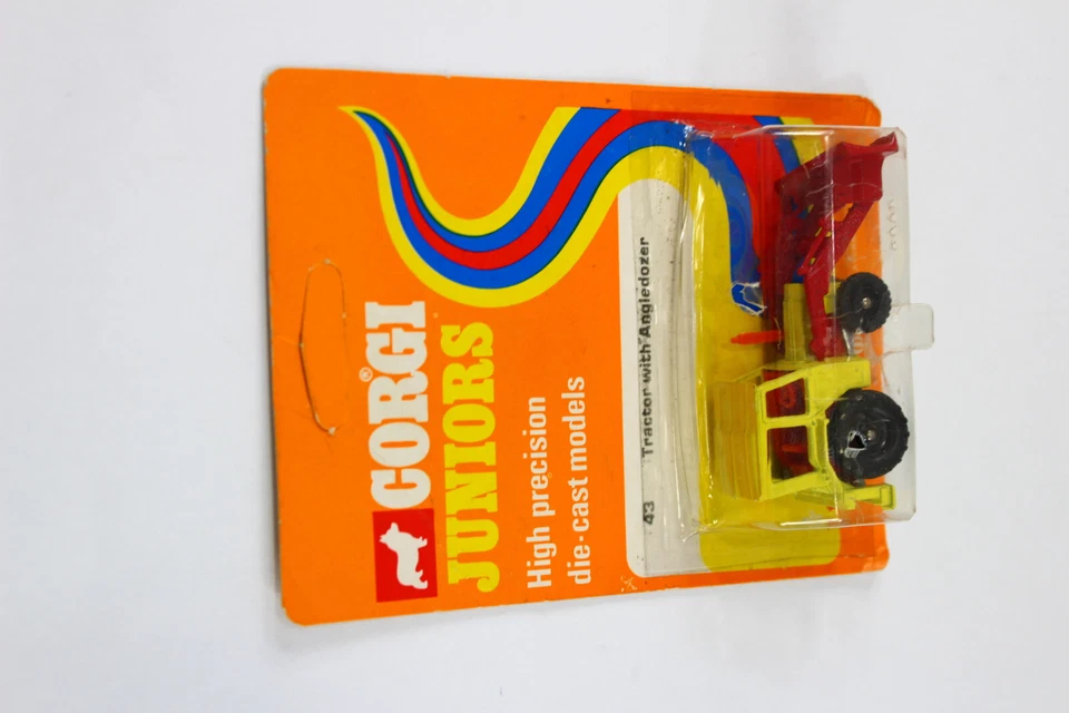 1973 Corgi Juniors #43 Tractor with Angledozer Yellow Red United Kingdom NEW NOS - Image 4 of 4