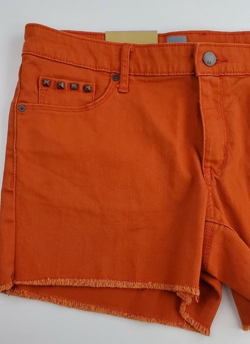 Neu Mossimo Fit 3 mittlere Taille & gerade Hüftshorts Größe 8 Premium Denim orange - Bild 10 von 10