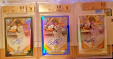 2014 Bowman Chrome Prospects Auto Refractors Jacoby Jones Set of 3 RC BGS 9.5
