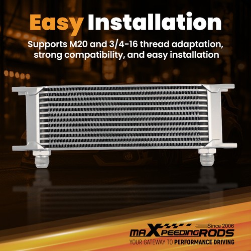 New Oil Cooler & Filter Relocation Kit For Universal 13 Row An10 Engine Sliver - Picture 3 of 12