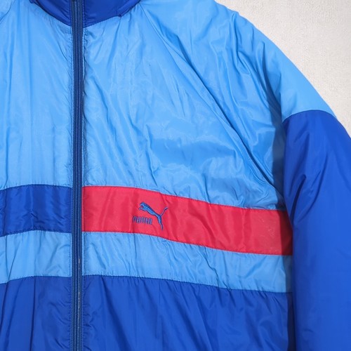 Vintage Puma Long Puffer Jacket Sz.52 L Mens Blue 90s Retro Insulated Nylon Warm - Picture 4 of 13