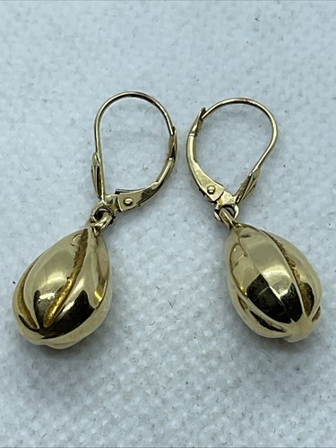VINTAGE HANDMADE 14K Yellow Gold Lever Back DANGLE DROP Earrings 2.3gr. - Picture 5 of 20