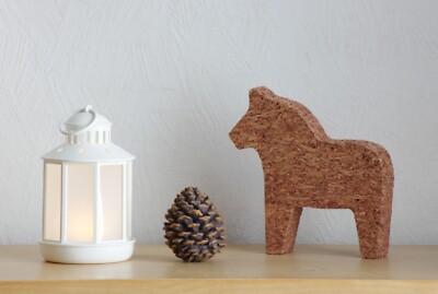 IKEA VINTERFINT Pferd Dalapferd Tischdeko Kork Figur Weihnachten 14,5 cm