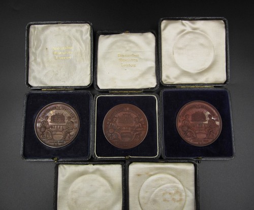 1914-1923 CRIPPLEGATE INSTITUTE SET OF 5 x 51mm SILVER & BRONZE PRIZE MEDALS - Picture 3 of 6