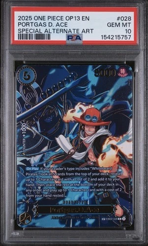 PORTGAS D. ACE - OP13 (SP) EB02-028 CARRYING ON HIS WILL FOIL - PSA 10