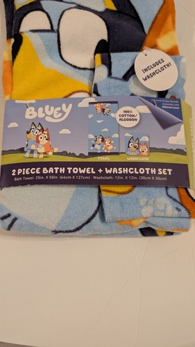 Kinder Cartoon Bluey 2-teiliges Handtuch & Waschlappen Set - Bild 2 von 3